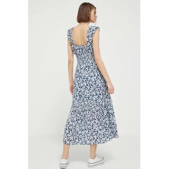 abercrombie & fitch blue floral ruffle sleeve maxi dress - Picture 3 of 3